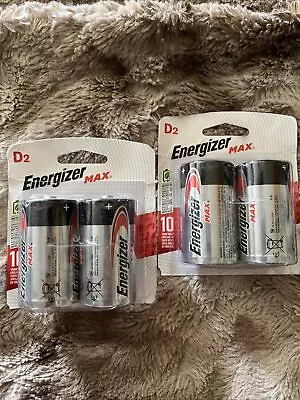 2 Pack (4 Batteries) Energizer Max D D2 1.5V Alkaline Batteries Exp. 12/2033 • $12.99