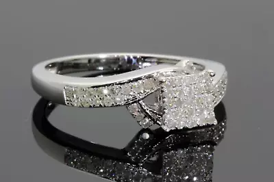 0.50 Carat Women's Sterling Silver White Diamond Engagement Bridal Wedding Ring • $105.25