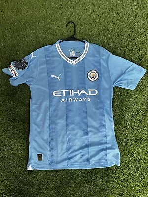 Manchester City 23/24 Home Jersey. Size Medium. Champions League Version. • $45