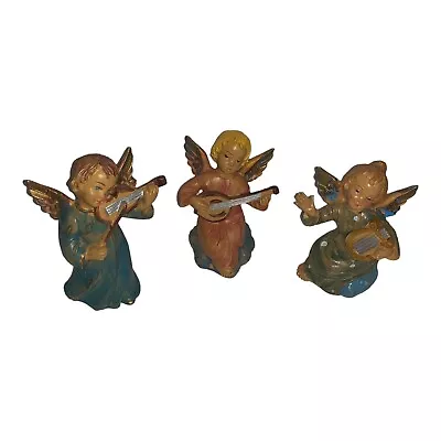 Vintage FONTANINI Like Resin Musician Angel Figurines Italy 332-200 Set Of 3  • £28.90
