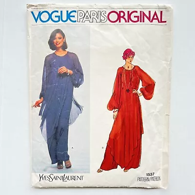 VTG 70s VOGUE Paris Yves Saint Laurent Sewing Pattern 1537 PANTDRESS DRESS • $17.99