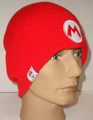 Nintendo Super Mario Luigi Reversible Red Green Knit Beanie Hat Euc Nice • $13.99