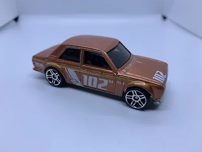 Hot Wheels - ‘71 Datsun 510 Bluebird Bronze Custom Metal Base - 1:64 - USED • £6.50