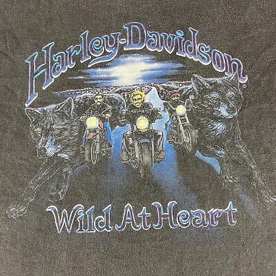 Vintage Harley Davidson T-Shirt Men Large Black Wild At Heart Single Stitch 1992 • $44.99
