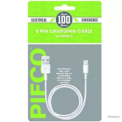 WHITE IPhone 5 5S 5C 6 6+ 7 7+ IPad MINI IPad Air CHARGING CABLE 1M USB 8 PIN • £3.99