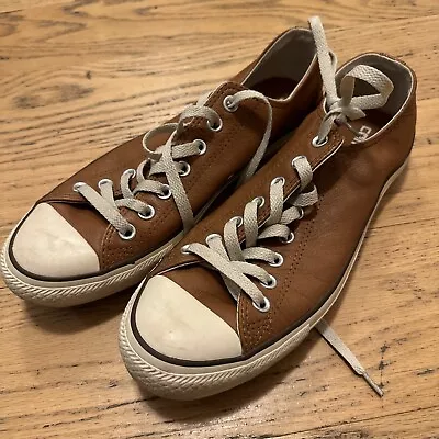 Converse All Star Tan Leather Low Top Trainers Mens Unisex UK 9 • £15