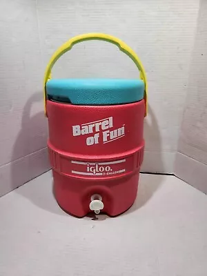 Barrel O Fun 2 Gallon Jug Retro Dispenser Pink & Teal Drink Cooler Rare Color • $37.79