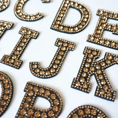 1PC Letter Shape Patches Beaded Black Fabric Applique Sew On Clothing Decoration • $7.12