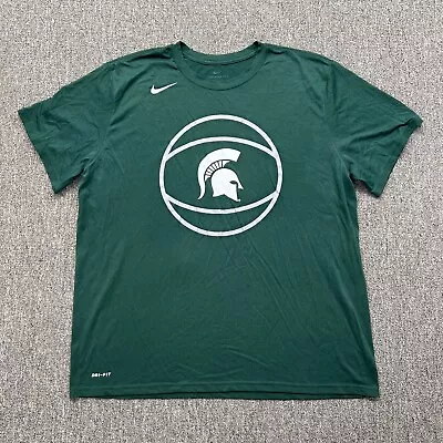 Michigan State Spartans Shirt XXL Mens Basketball Green Nike Tee MSU 2XL Top A1 • $14.05