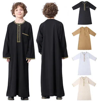 Arabia Children Robe Muslim Kids Boy Jubba Thobe Islamic Clothing Party Kaftan • £14.99