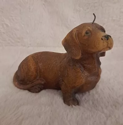 Vintage Brown Wax Candle Dachshund 6” Dog Puppy Carved • $15