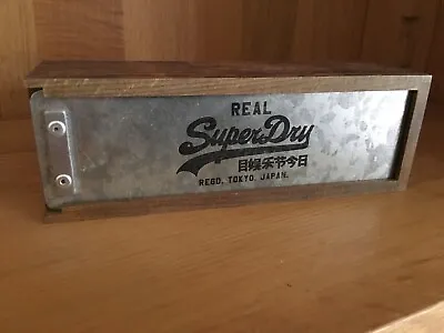 £25 • Buy Collectable Vintage Metal Wooden SUPERDRY Glasses Case Pen Box Storage Box