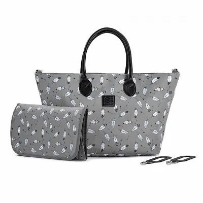 £34.99 • Buy Kinderkraft Changing Bag Mommy Shoulder Bag Grey Feather Design - NEW