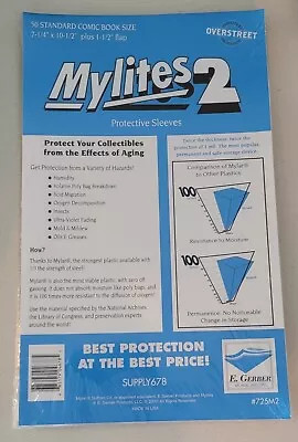 E. Gerber Standard Size Mylites2 Mylar Comic Bags (725M2) 100 Pack • $40