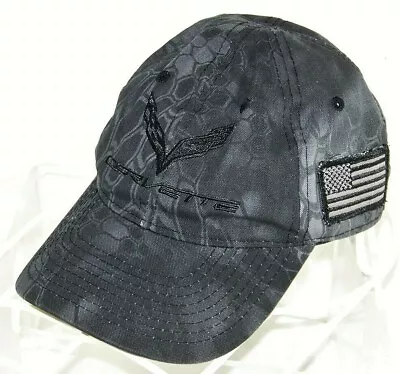 Kryptek Corvette GM Official American Flag Patch Black Tactical Hat Outdoor Cap  • $39.99