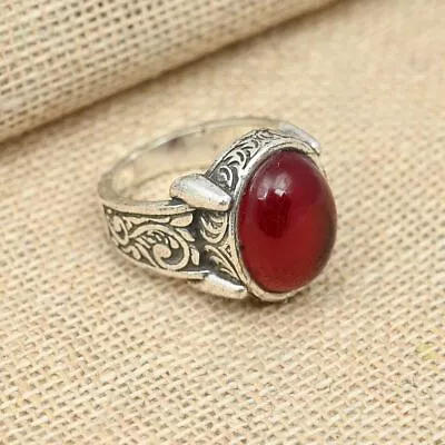 Carnelian Gemstone Solid 925 Sterling Silver Statement Men's Ring All Size R170 • $18.69