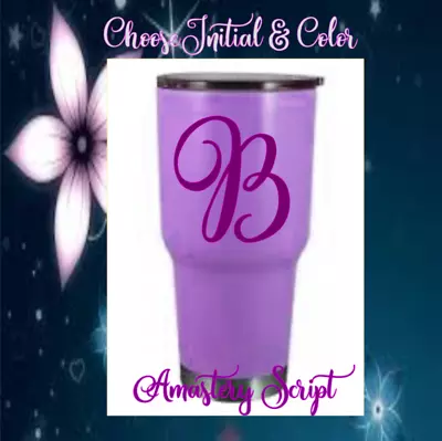 Monogram Vinyl Decal For Your Tumblers Cups  2  1  Initial Amastery Script • $2.10