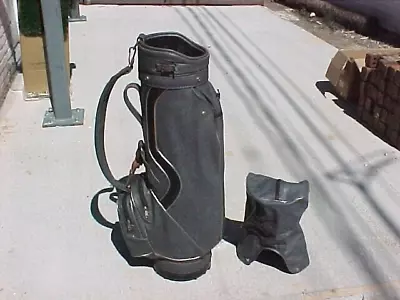 Vintage Used Titleist Staff Cart 8 1/2  Gray  Black Golf Club Bag W Snap Cover • $40