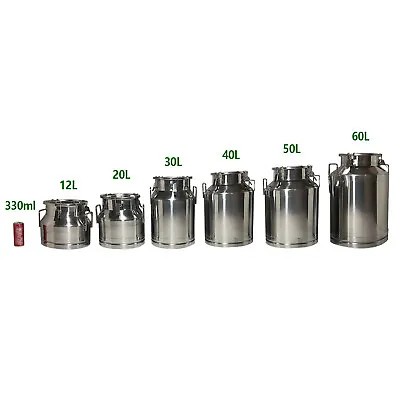 20-60L Milk Bucket Stainless Steel Storage Transport Can Barrel Milk Canister • $102