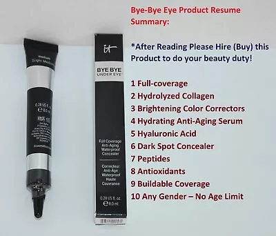 IT Cosmetics Bye Bye Under Eye CONCEALER MEDIUM  (LIGHT-MEDIUM) .28 OZ 8 ML NIB • $14.95