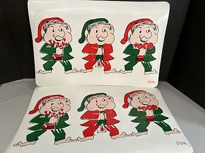 VTG 6 Vera Neumann Elf Elves Soft  Vinyl Placemats MCM  Christmas • $53.90