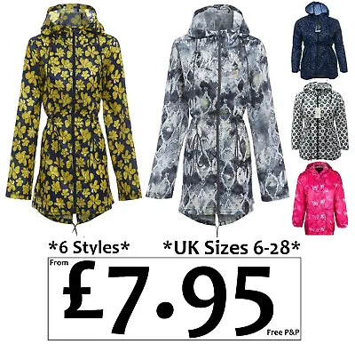 £7.95 • Buy Ladies Rain Mac Womens Raincoat Kagool Festival Hooded Shower Parka Jacket Bnwt