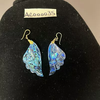 Abalone Shell Butterfly Wings Pierced Dangle Earrings  • $6