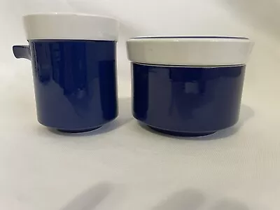 Mikasa  Light ‘N Lively Creamer And Sugar Bowl With Lid. Blue And White. • $12.99