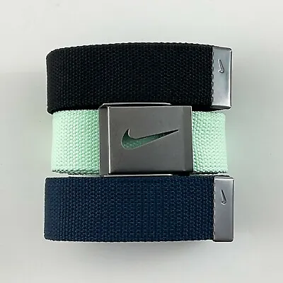 Nike Mens Web Belt 3 In 1 Pack Obsidian/mint/black 1 Buckle *2022 New Color* 238 • $19.95
