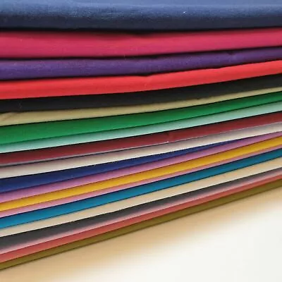 100% Cotton Fabric Plain Solid Colours Lining Material Sold Per Meter • £4.99