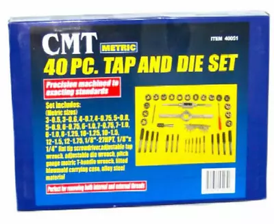 40 Pcs Metric Tap & Die Set With Case Screw Extractor Remover Kit Thread Cleaner • $24.99