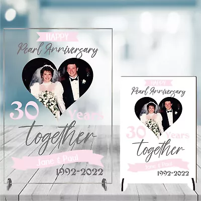 Personalised Pearl 30 Years Wedding Anniversary Photo Plaque Gift Husband Wife • £9.99