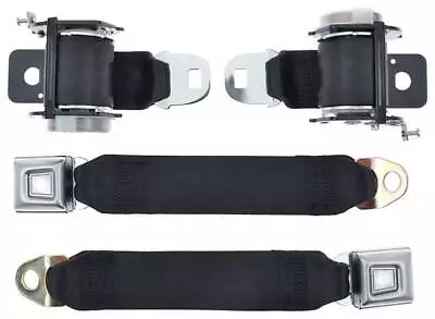 1979-93 Mustang Retractable Rear Seat Belts With Push Button Buckle - Black • $236.39