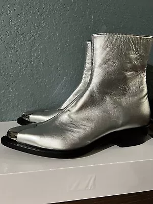 Alexander McQueen Leather Ankle Boots With Metal Tip Size EU 41 Men US SIZE 8 • $625