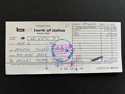 Elvis The King Presley Bank Deposit From Ticket Sales June 2 1976 Texas Concert • $170.91