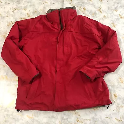 LL Bean Jacket Mens Large Red Gray Windbreaker 3-in-1 Full Zip Fleece Insulated • $23.80