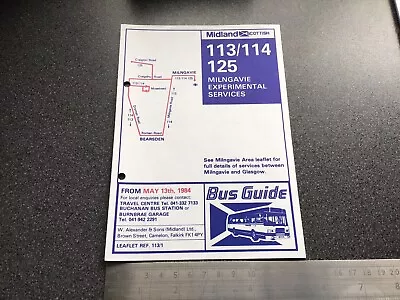 £5 • Buy Midland Scottish Bus Group Route 113/114 125 Timetable May 1984 Milngavie