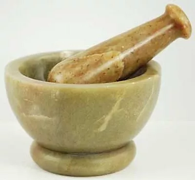 SOAPSTONE MORTAR AND PESTLE      Approx. 2.75  X 4  • $17.99