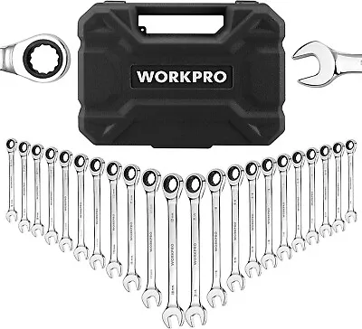 WORKPRO 22-Piece Ratcheting Combination Wrench Set 72 Teeth CR-V Metric & SAE • $71.99