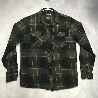 Fox Racing Mens Plaid Flannel Shirt Size Large Long Sleeve Button Up Pocket Gray • $28.64