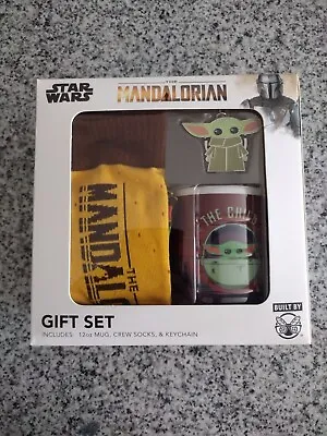 Star Wars The Mandalorian Baby Yoda Boxed Gift Set W/ Crew Socks Mug Key Chain • $15.99