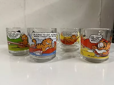 Set Of 4 Vintage 1978 GARFIELD McDonalds Clear GLASS COFFEE MUG Cup Jim Davis • $22.99