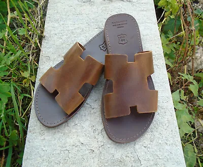 Slide Sandals Men's Handmade Greek Leather Sandals • $57