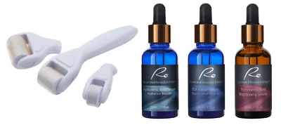 $89.95 • Buy Micro-Needle TITANIUM DERMA ROLLER 3 PIECE SET+ Hyaluronic+EGF+Tranexamic Serum