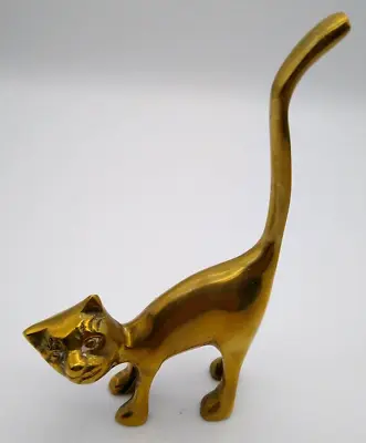 Vintage Brass Kitty Cat Tail Up MCM Figurine Very Nice • $19.99