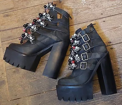 £65 • Buy Havana Last, Jeffrey Campbell Thick Rubber Platform Sole/heel Black Boots,s.7.5M