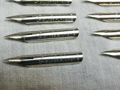 Vintage Isaacs No.55 Vertical Writer Silverplated Pen Nibs Lot Of 10 New Old Stk • $19.99