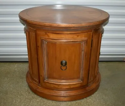 $595 • Buy Ethan Allen Tuscany Oval Drum End Table Cabinet Spruce Pine #32-8203 #450 Fin B