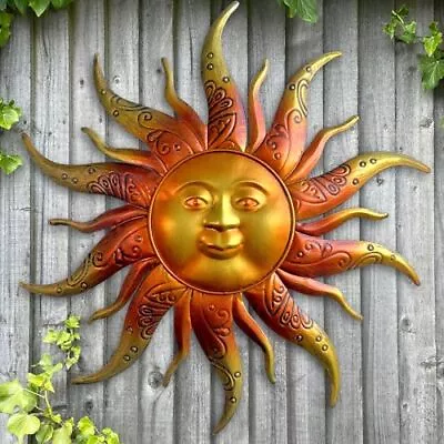 Metal Sun Wall Art Decor-17.3 Inches Rustic Retro Metal Sun Hanging Decoration • $25.60