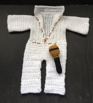 Hand Crochet Baby Fancy Dress Boy Girl Photo Prop Elvis Suit 0 - 6 Mths Costume • £13.50
